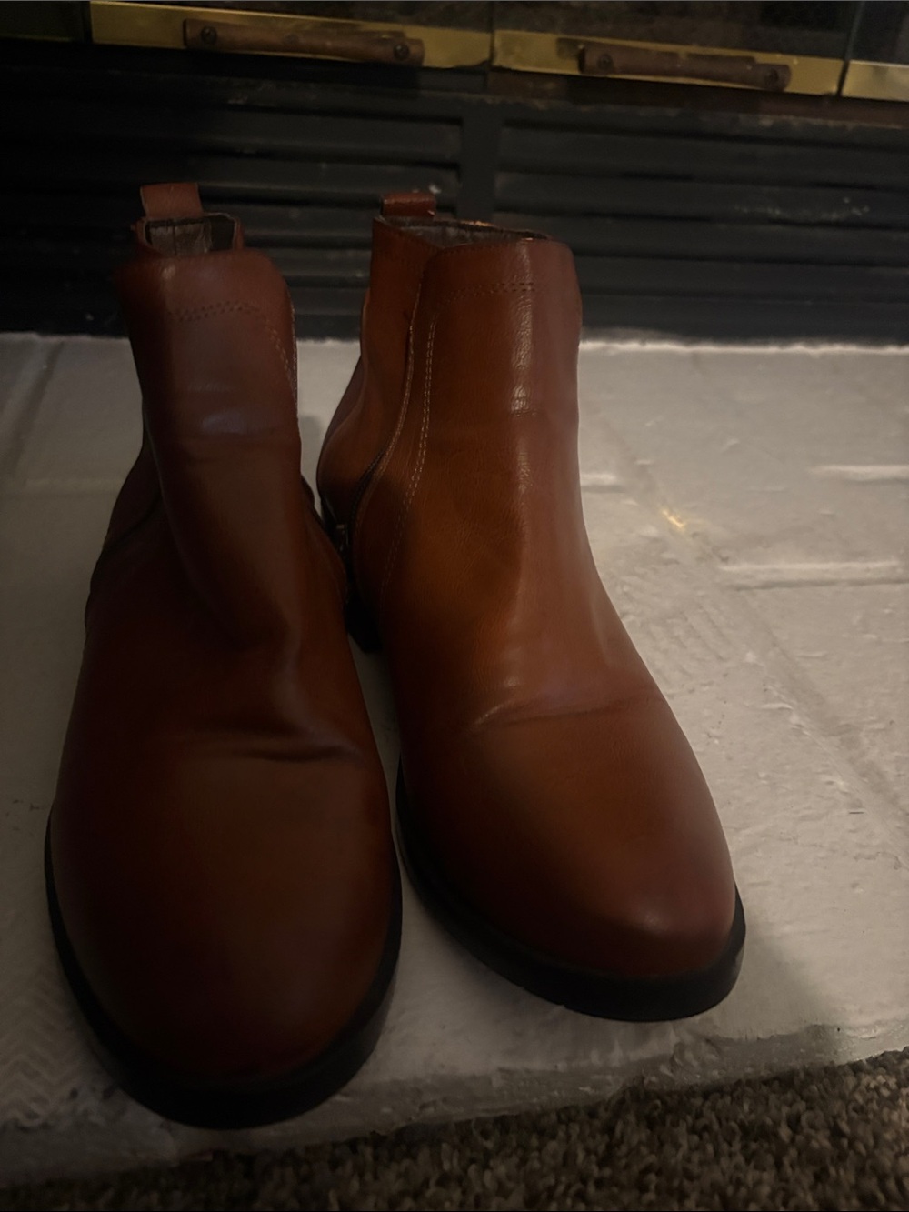 Style & Co. Women's Cognac Leather Ankle Boots